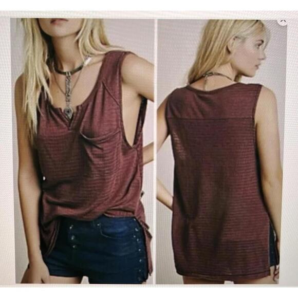 We The Free Tops - Free People We The Free Weekend Warrior Top Size Med Oversize Brick Stripe Boho